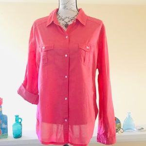 Old Navy perfectly coral button shirt